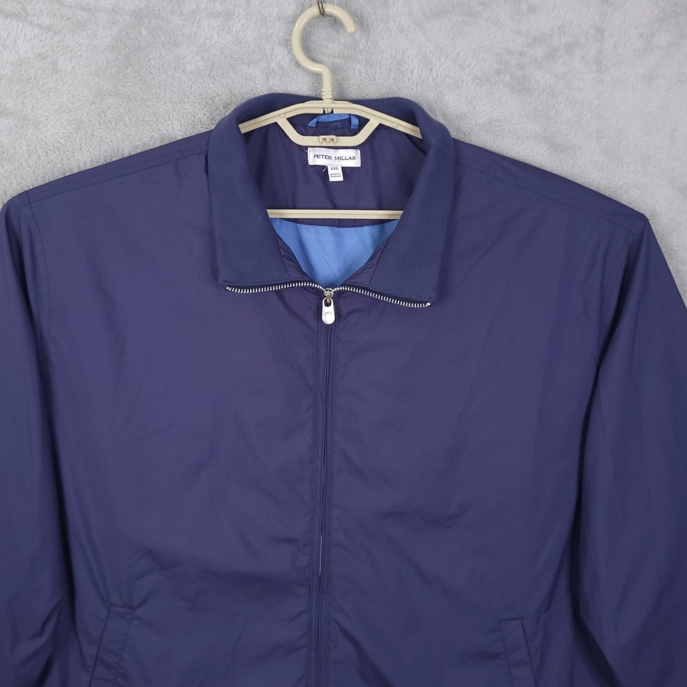 Peter Millar Windbreaker Jacket Mens XXL Navy Blue MC0Z115 Full Zip Lightweight - Picture 6 of 13